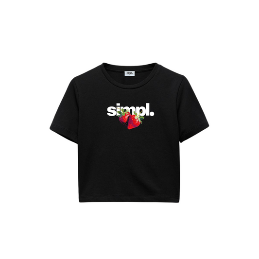 POLERA BABY TEE STRAWBERRY (NEGRA)