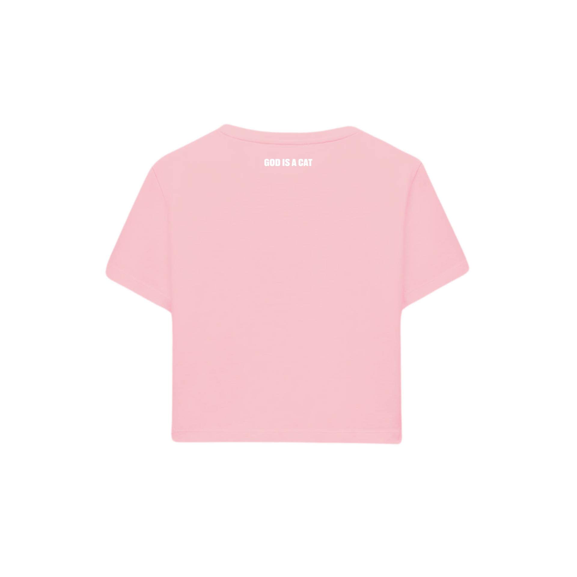 POLERA BABY TEE GOD IS A CAT (ROSADA)