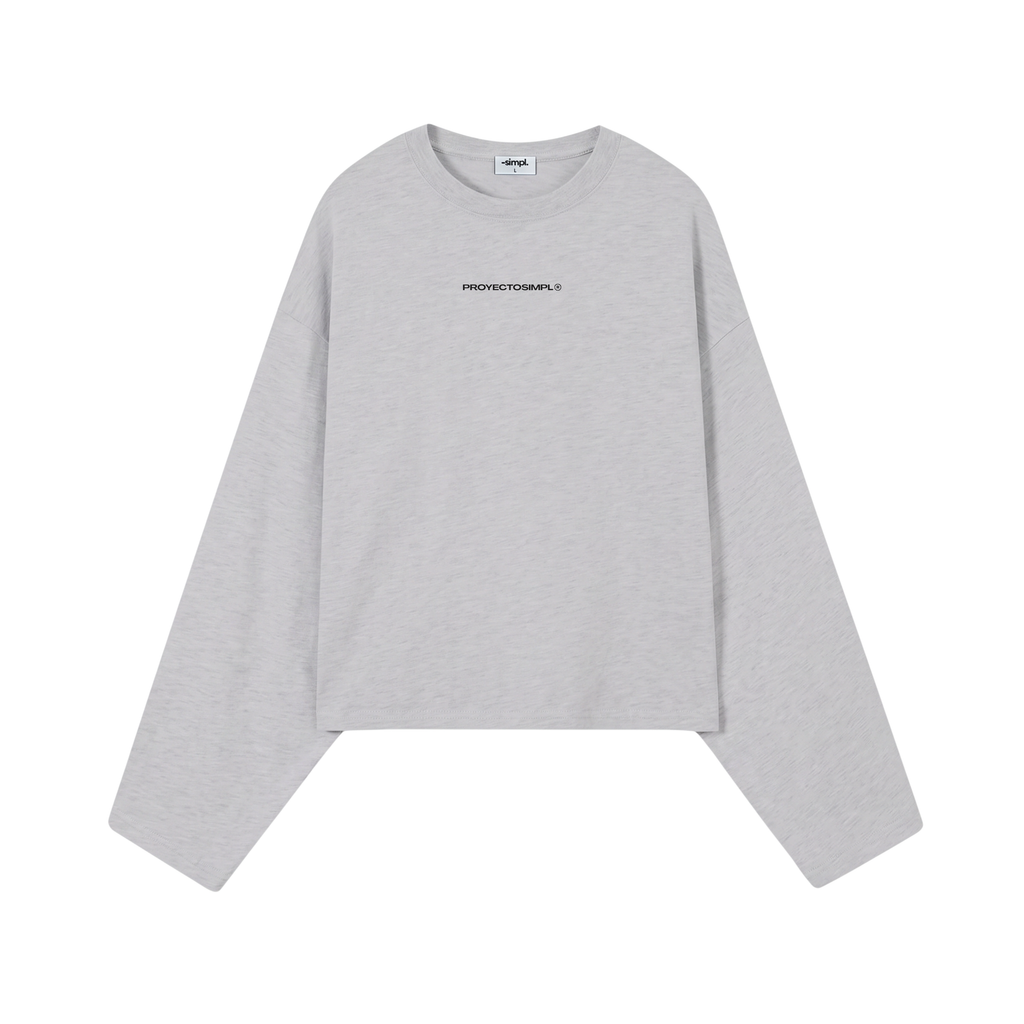 POLERA MANGA LARGA ESENCIAL (GRIS MELANGE)