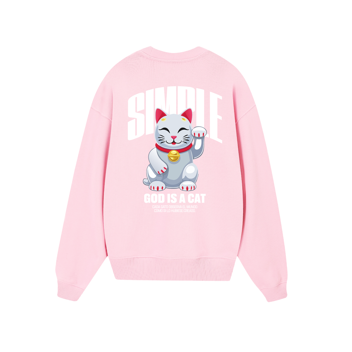 POLERON SIN GORRO GOD IS A CAT (ROSADO)