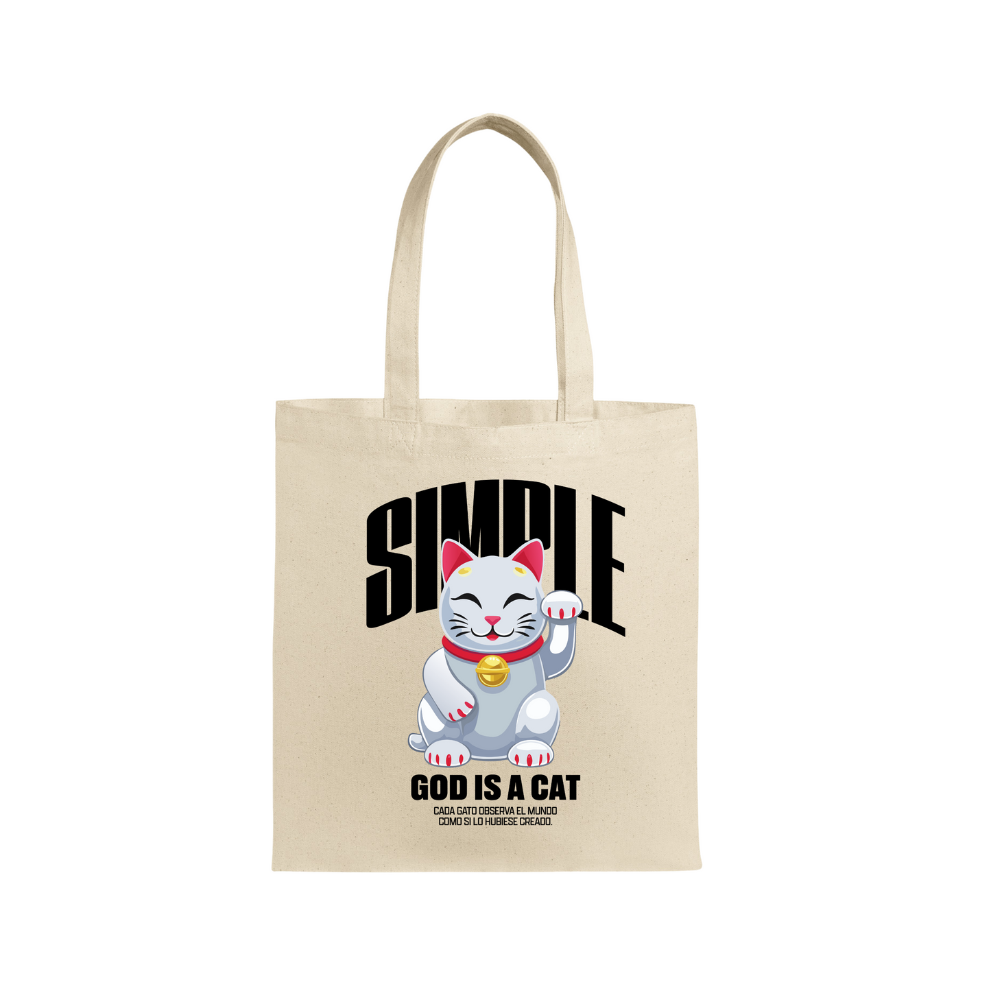 TOTE BAG GOD IS A CAT (NATURAL)