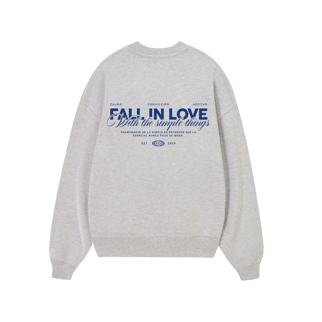 POLERON SIN GORRO FALL IN LOVE (GRIS MELANGE)