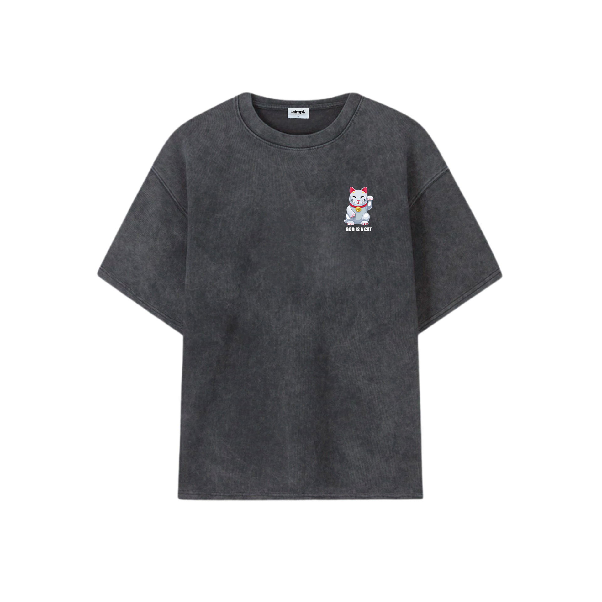 POLERA GOD IS A CAT (ACID WASH)