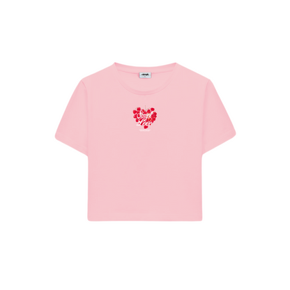 POLERA BABY TEE LOVE (ROSADA)