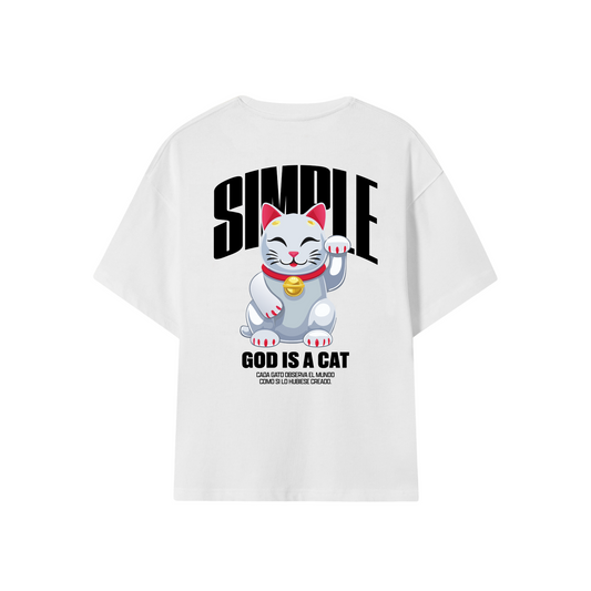 POLERA GOD IS A CAT (BLANCA)