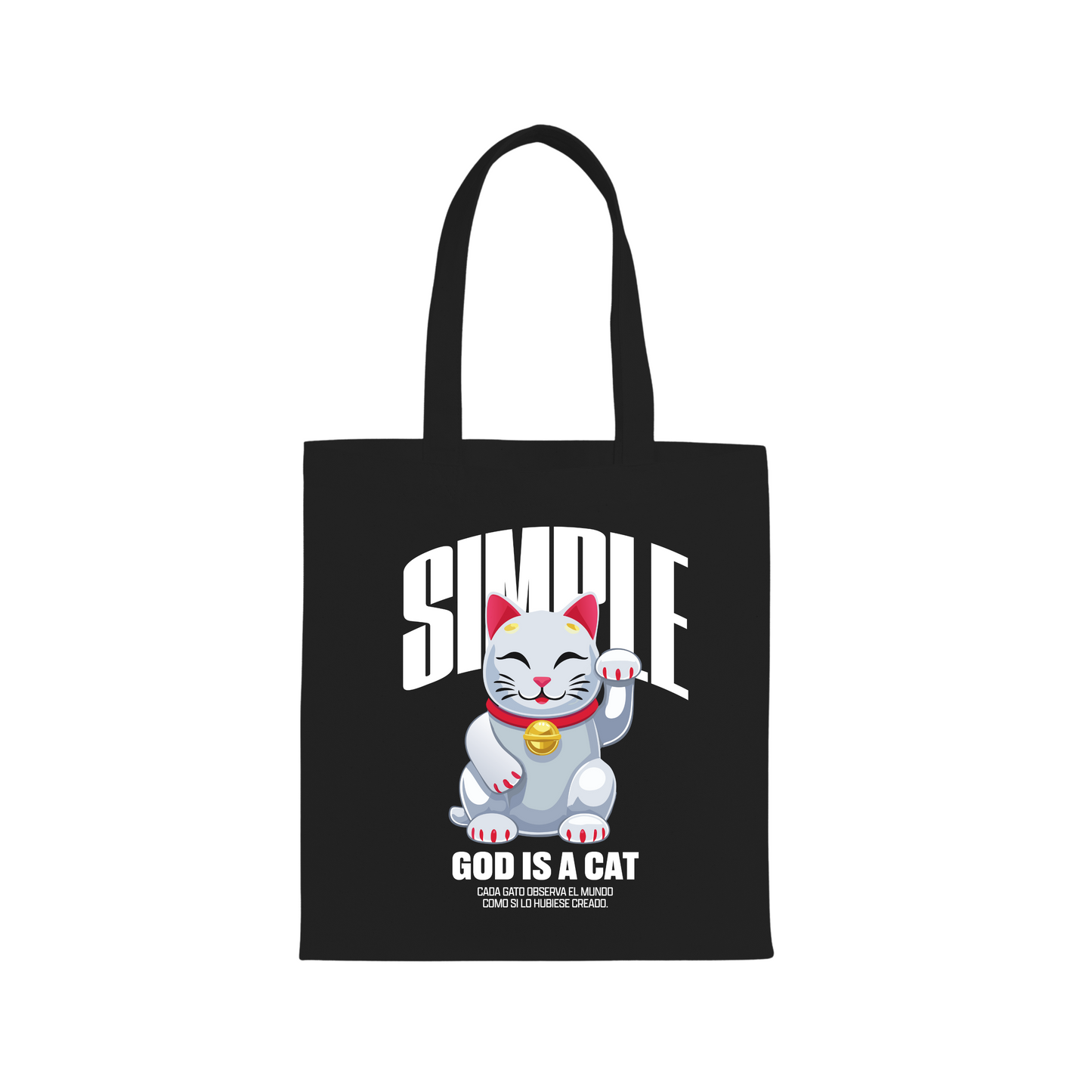 TOTE BAG GOD IS A CAT (NEGRO)