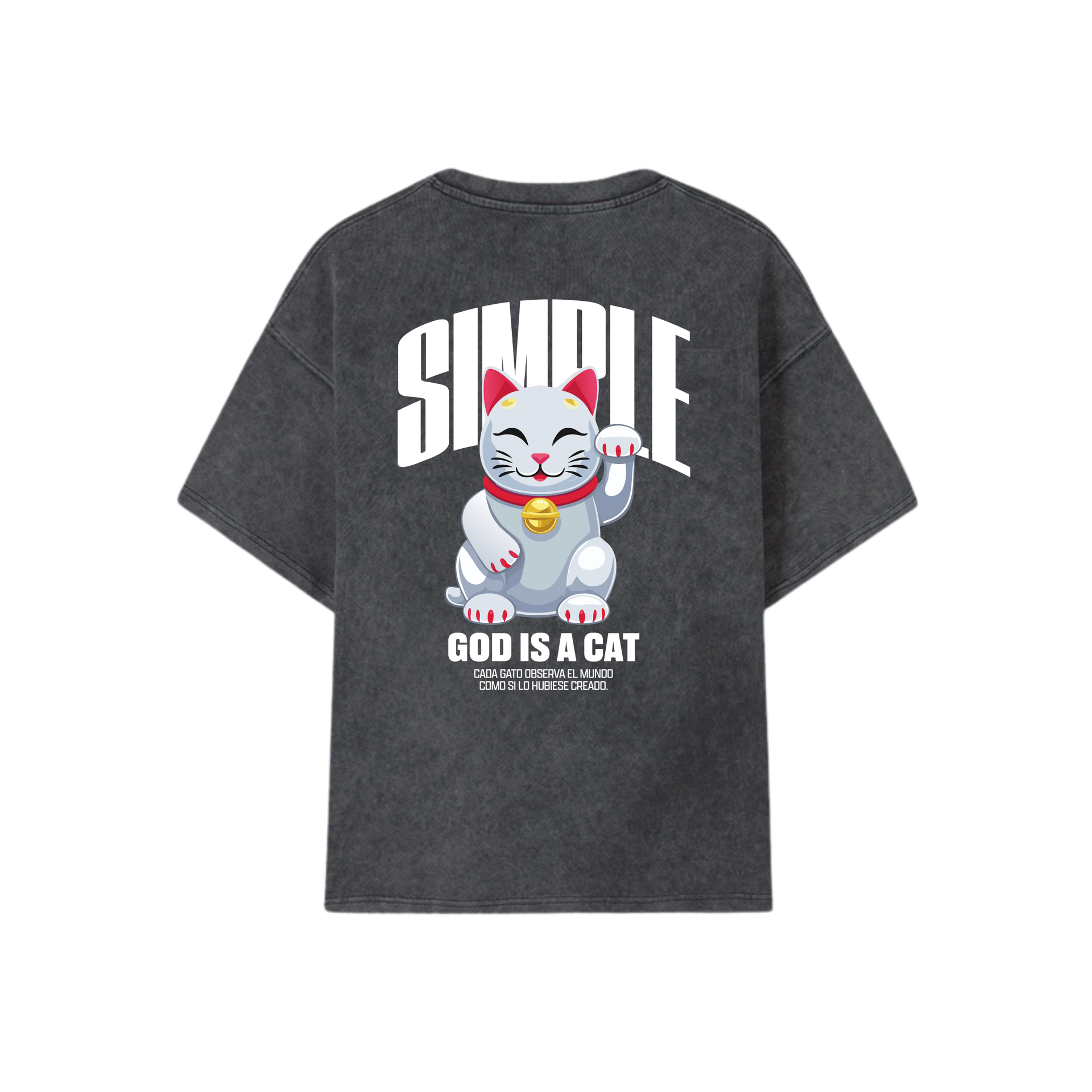 POLERA GOD IS A CAT (ACID WASH)