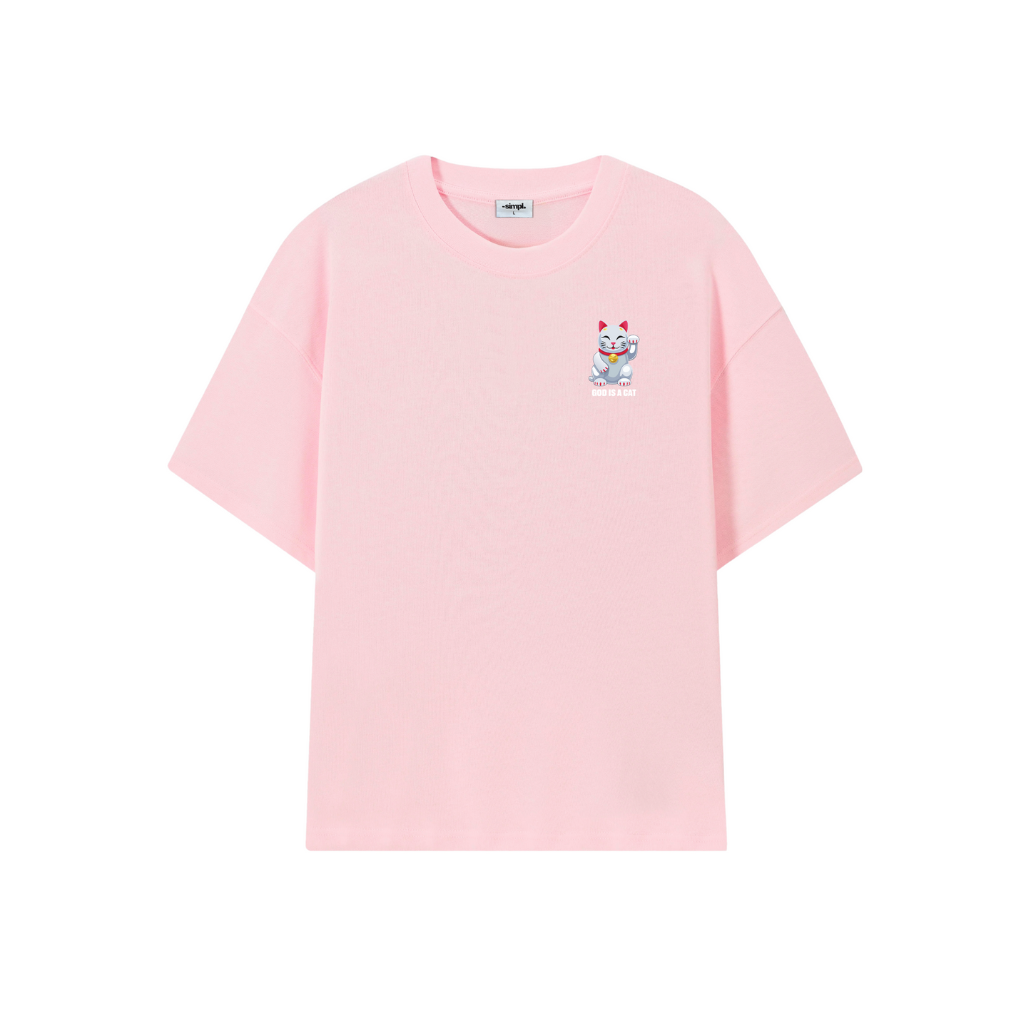 POLERA GOD IS A CAT (ROSADA)