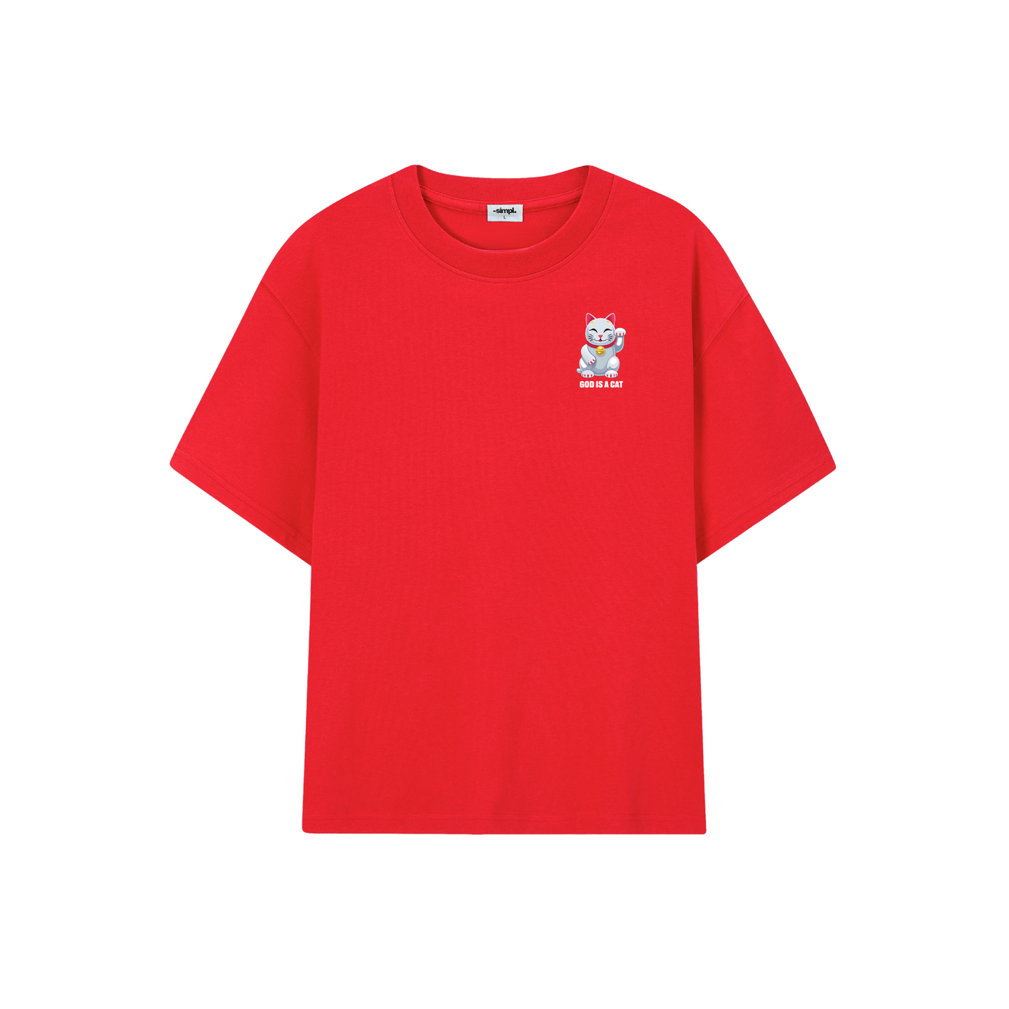 POLERA GOD IS A CAT (ROJA)