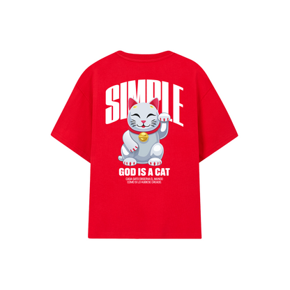 POLERA GOD IS A CAT (ROJA)