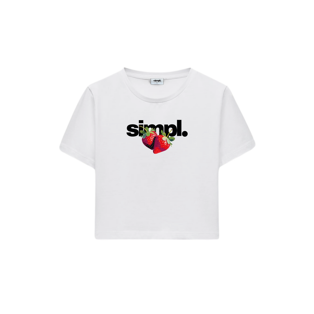 POLERA BABY TEE STRAWBERRY (BLANCA)