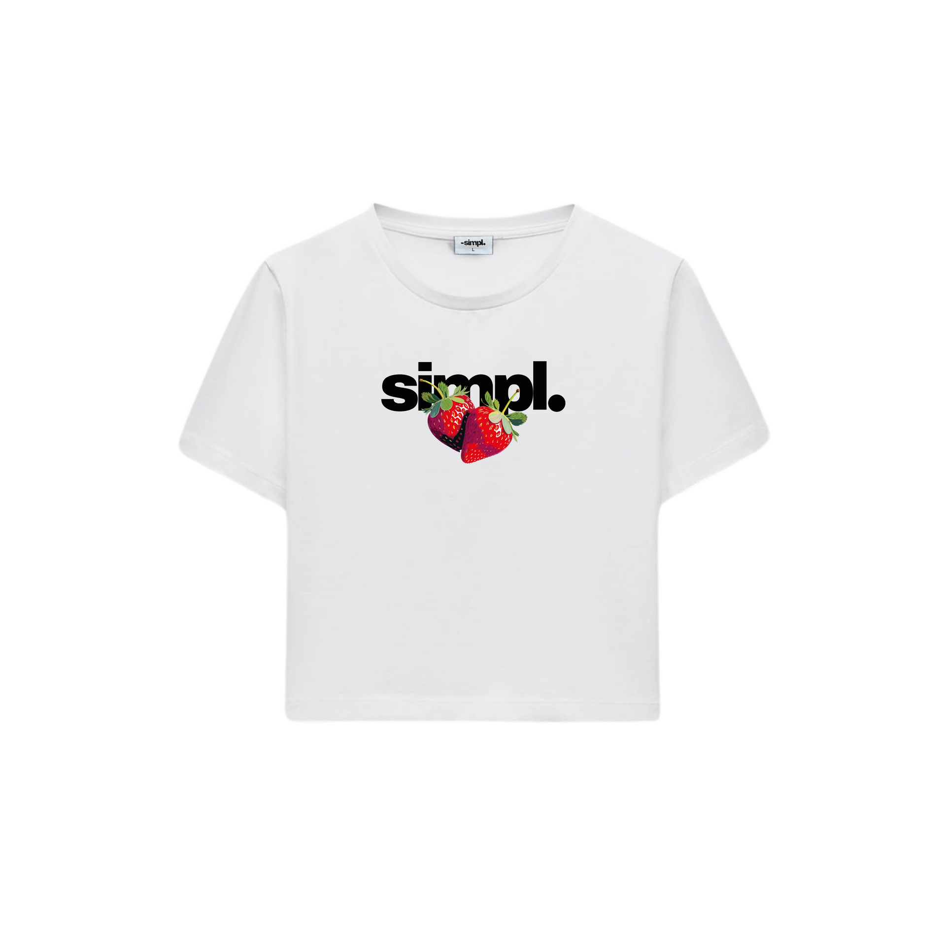 POLERA BABY TEE STRAWBERRY (BLANCA)