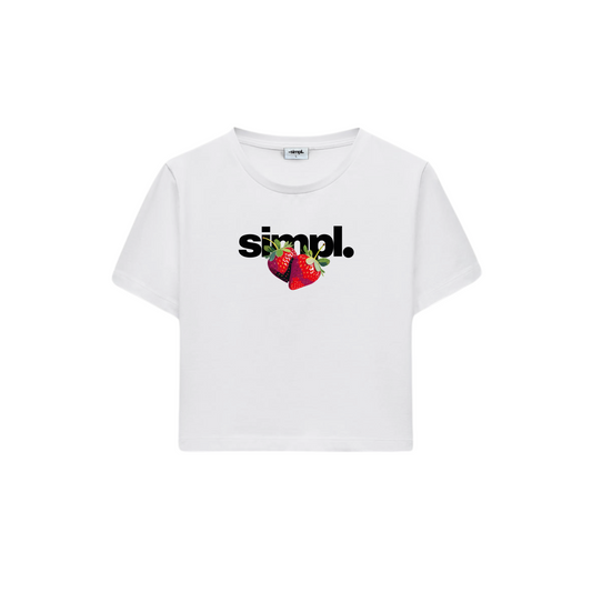 POLERA BABY TEE STRAWBERRY (BLANCA)