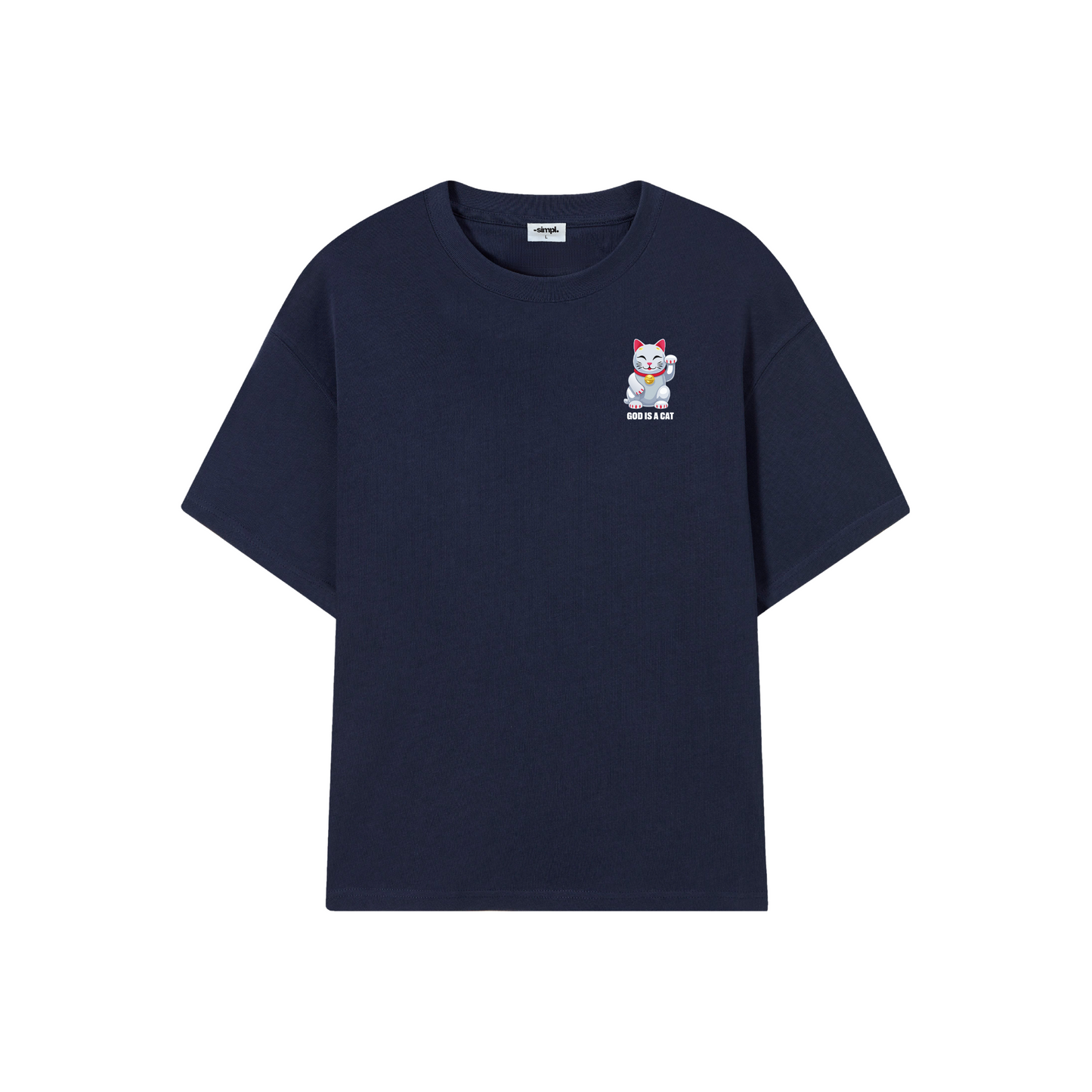 POLERA GOD IS A CAT (AZUL MARINO)