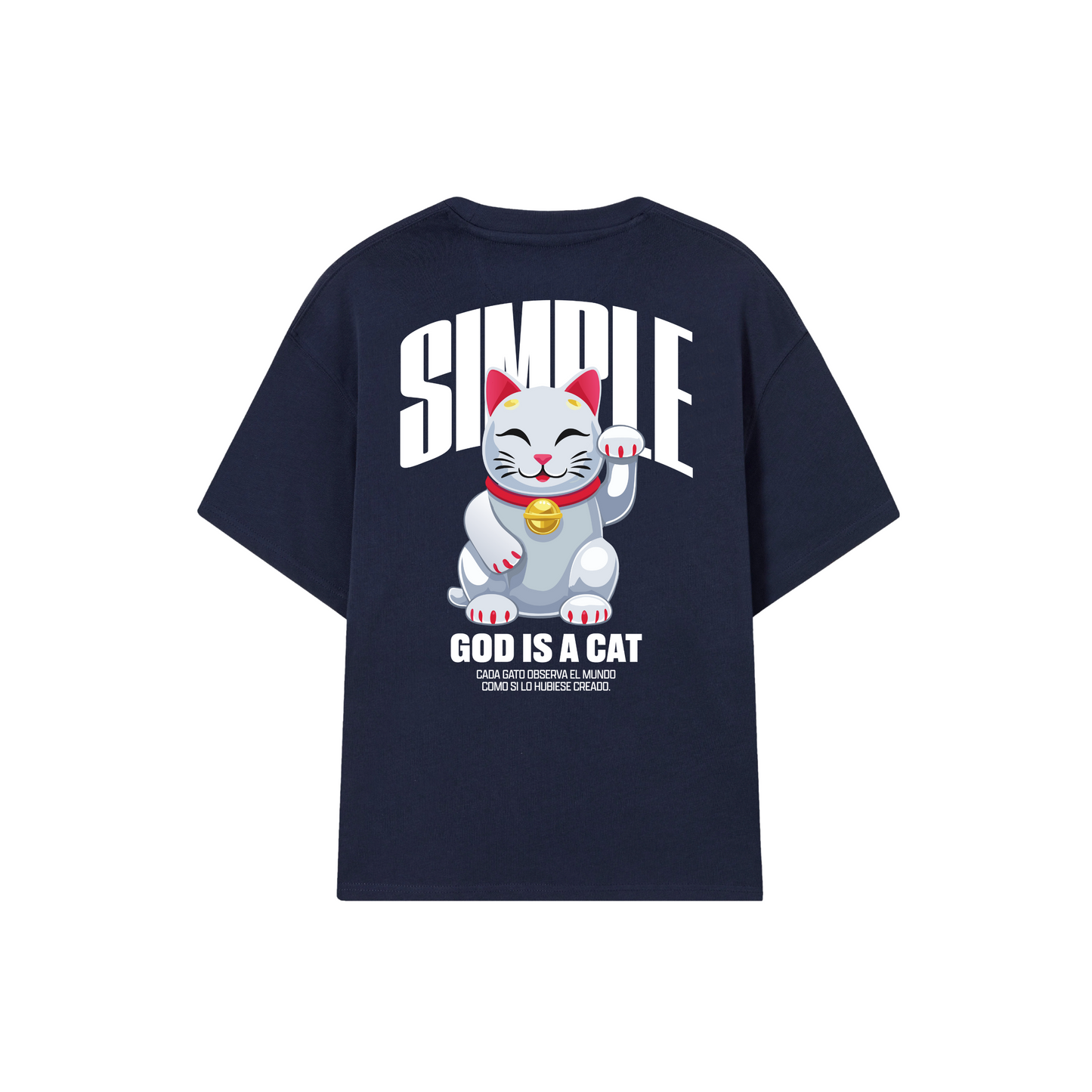 POLERA GOD IS A CAT (AZUL MARINO)