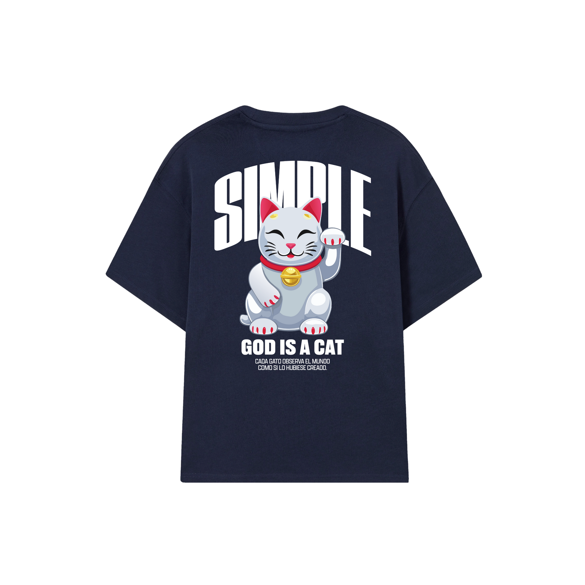 POLERA GOD IS A CAT (AZUL MARINO)